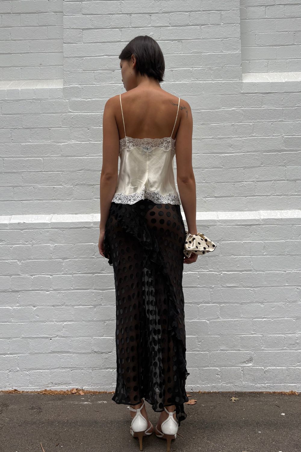CLARE BIAS SKIRT | BLACK POLKA DOT - Image 3