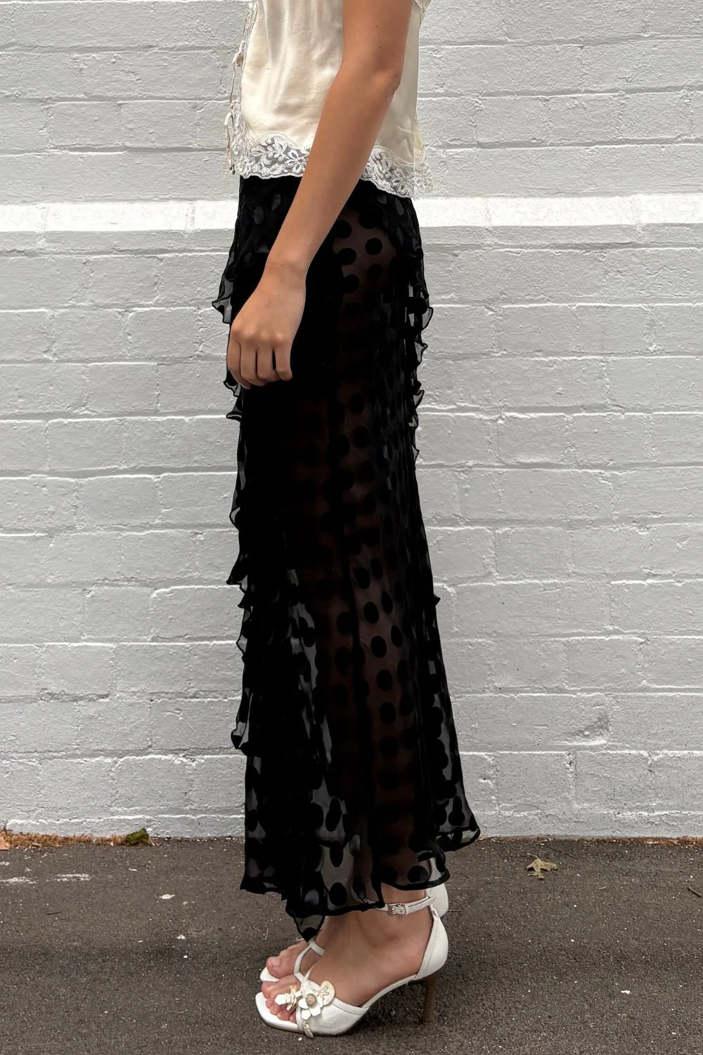 CLARE BIAS SKIRT | BLACK POLKA DOT - Image 4