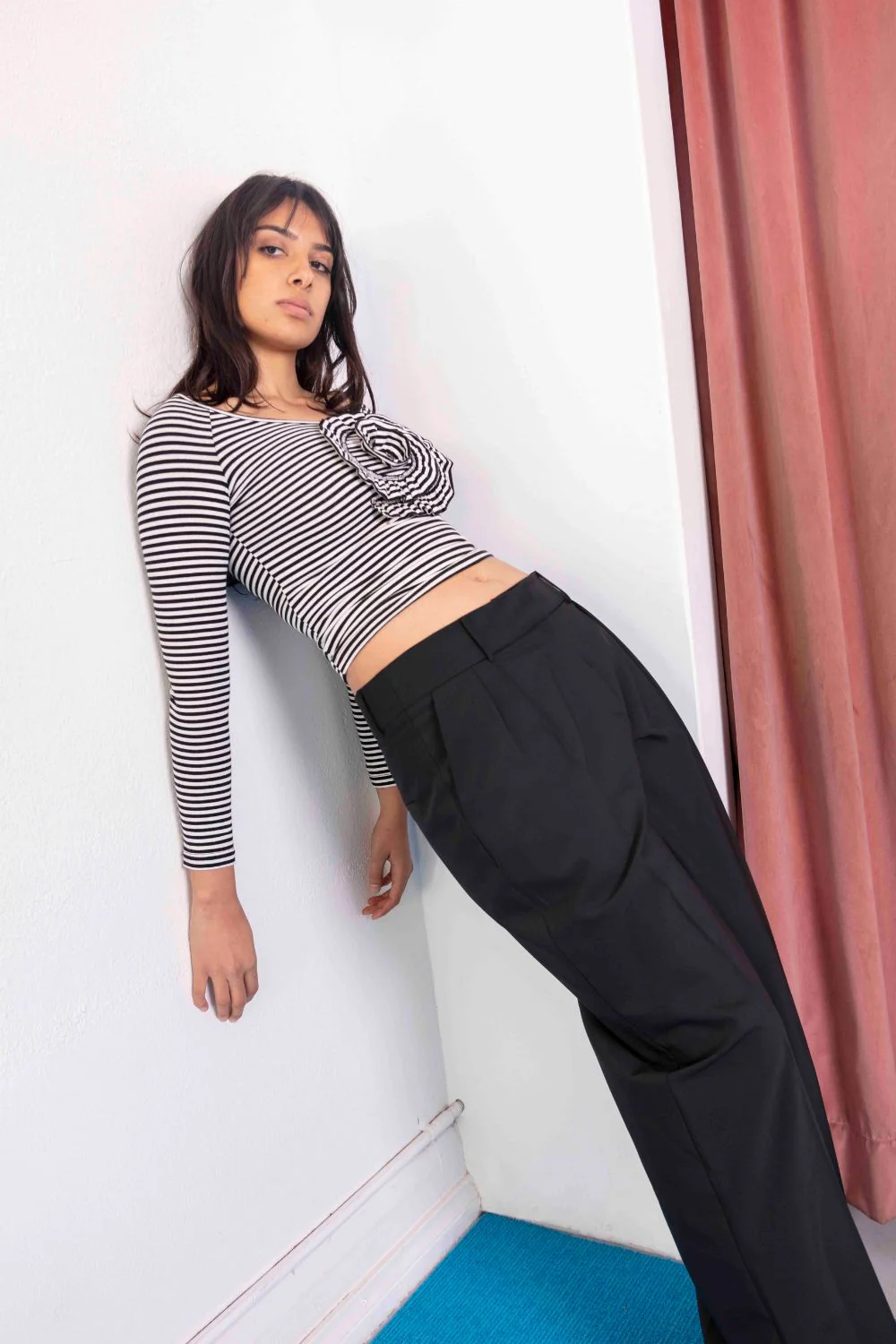 ROSETTE LONG SLEEVE TOP | STRIPE - Image 4
